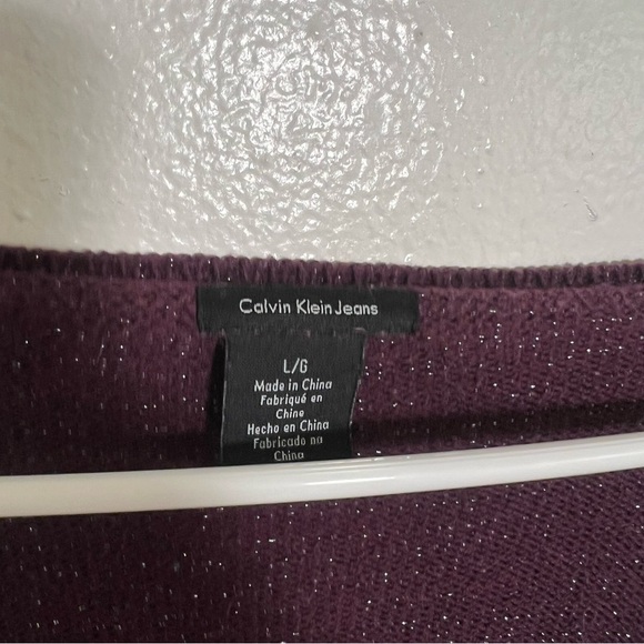 Calvin Klein Jeans Scoop Neck Sweater Purple Metallic L - Picture 8 of 9